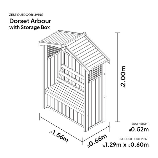 Zest Dorset Arbour with Storage Box