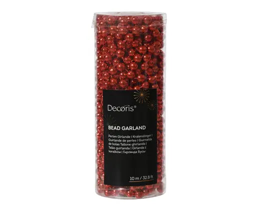 Decoris Bead Garland Christmas Red 1000cm