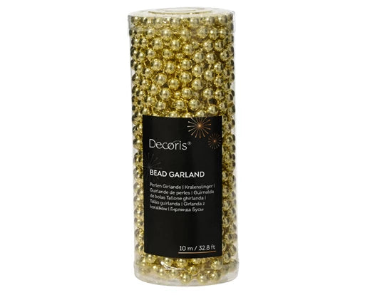 Kaemingk Bead Garland Polystyrene Shiny Light Gold L1000cm