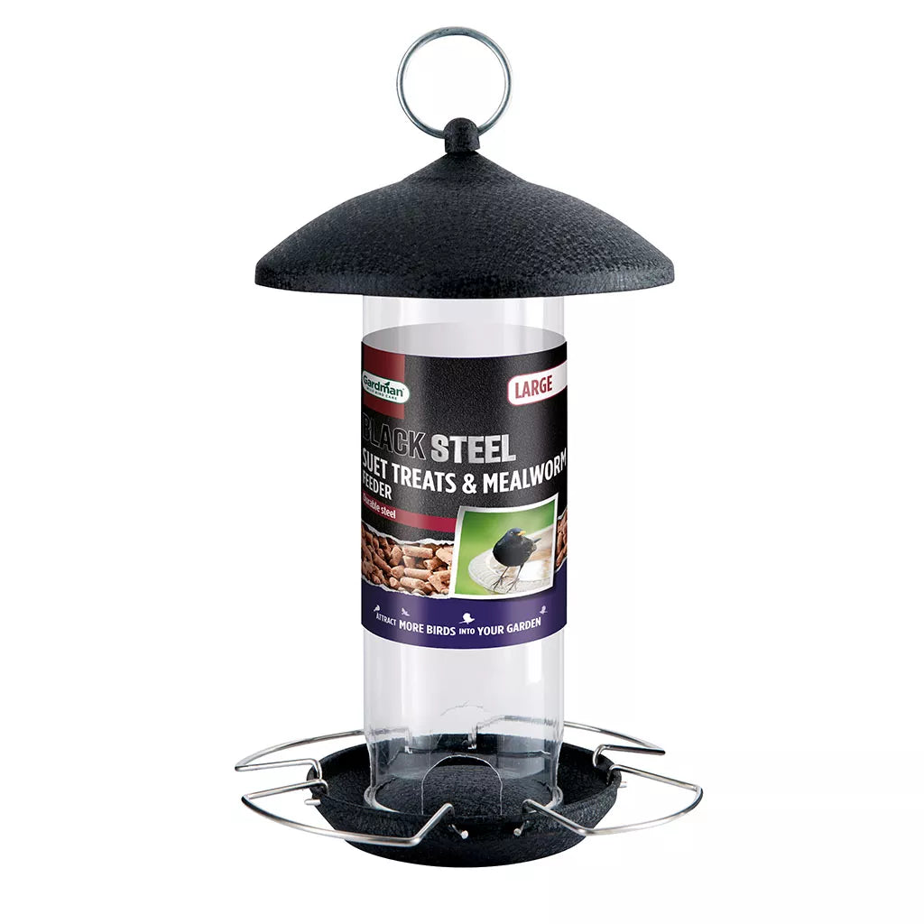 Gardman Black Steel Suet Treat And Mealworm Feeder
