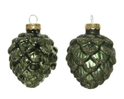 Decoris Pinecone Shiny & Matt Mix Green 7cm 6 Pack