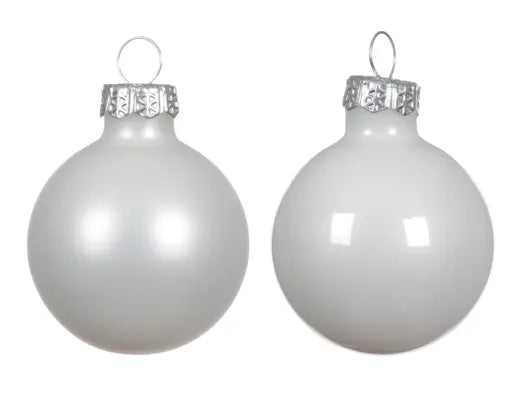 Baubles Glass Enamel Matt Mix Winter White 3.5cm 16pk