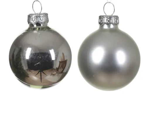 Baubles Glass Shiny Matt Mix Silver 4cm 18pk