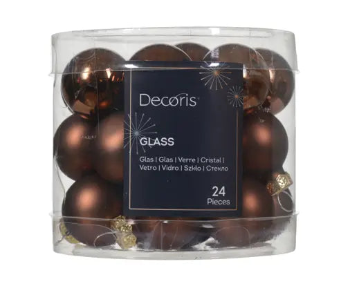 Bauble Glass Shiny-Matt Mix Espresso 24pk