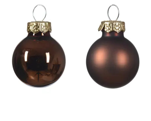 Bauble Glass Shiny-Matt Mix Espresso 24pk