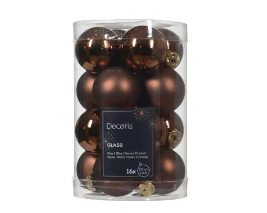 Baubles Glass Shiny-Matt Mix Espresso 16pk