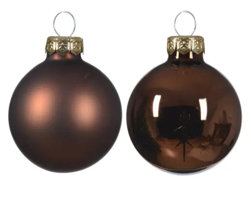 Baubles Glass Shiny-Matt Mix Espresso 16pk