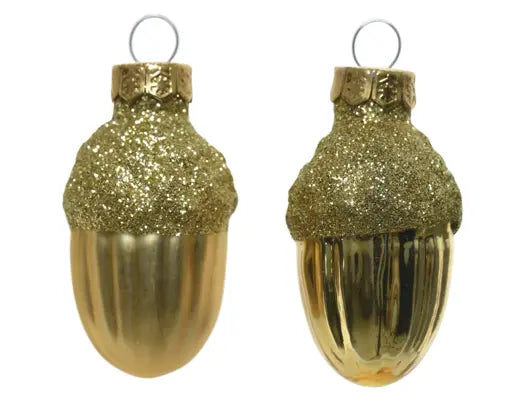 Decoris Acorn Glass Shiny Matt Gold Glitter Mix Light Gold 3cm x 4cm