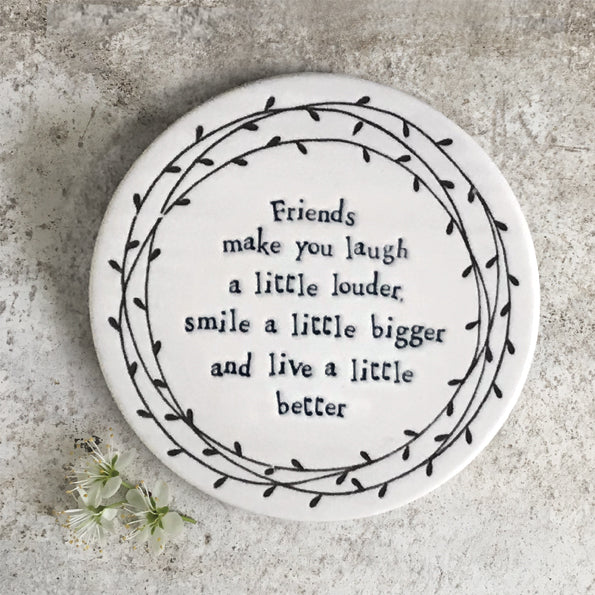 East of India Leaf Coaster - Friends Laugh Louder