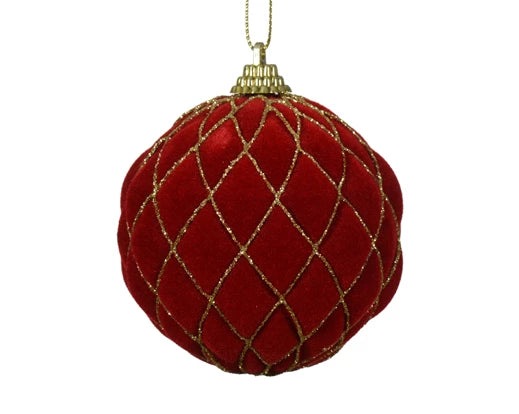 Kaemingk Bauble Foam With Gold Glitters And Check Red/Gold