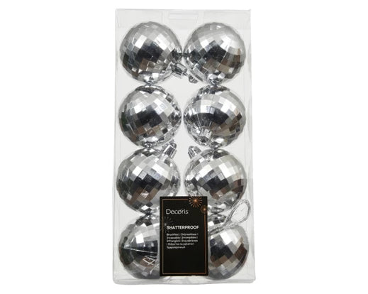 Kaemingk Bauble Disco Silver Dia.6cm Box Of 8