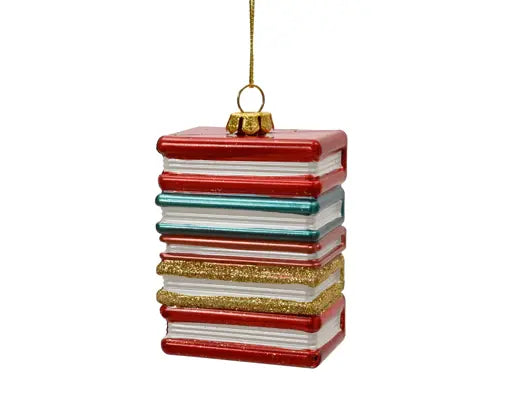 Decoris Book Stack Bauble 7.9cm Single Assorted