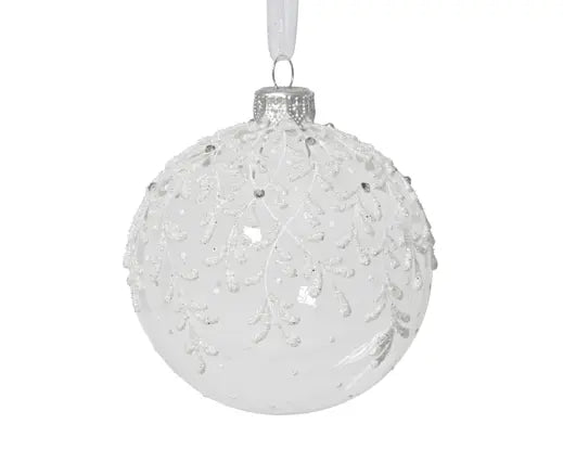 Bauble Glass Transparent Clear Leaves All Over