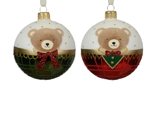 Kaemingk Bauble Glass Shiny Classic Bear Assorted