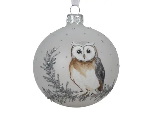 Decoris Bauble Glass Transparent Owl 8cm