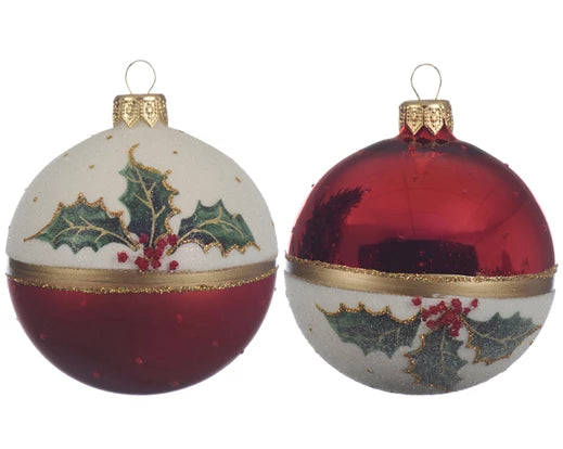 Kaemingk Bauble Glass Shiny/Matt Holly Assorted