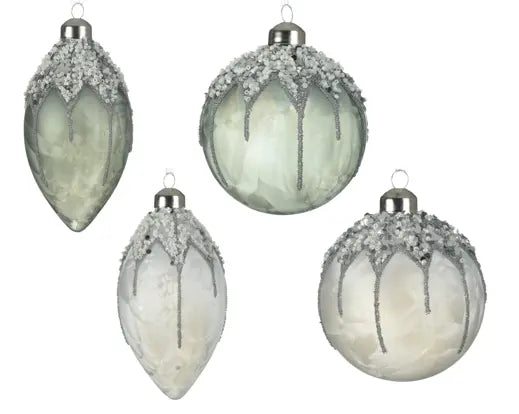 Decoris Ornament Glass with Glitter Drips 8cm Single Assorted