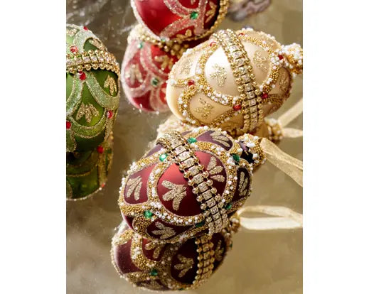 Decoris Ornate Egg Glass Bauble with Clasp 8cm Single Assorted