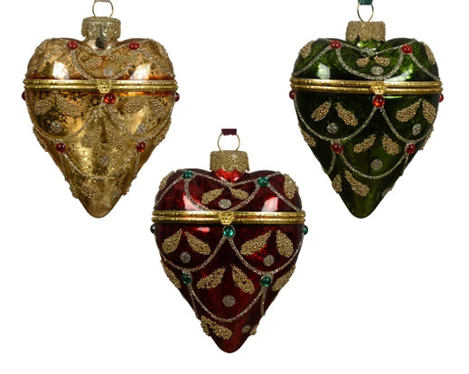 Kaemingk Heart Glass Silver Shiny Diamond/Beads Assorted