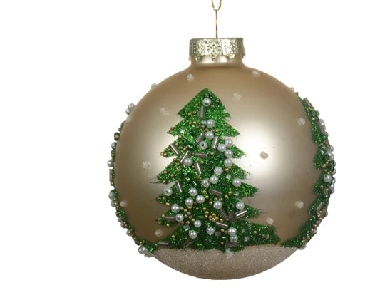 Kaemingk Bauble Glass Tree/Beads Pearl 8cm