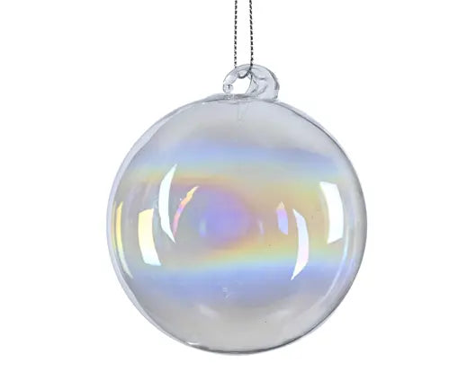 Bauble Glass Iridiscent Swirl 8cm
