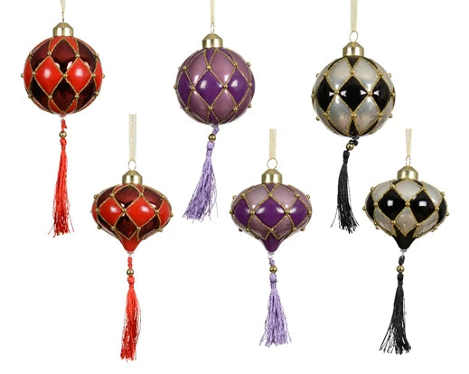 Kaemingk Ornament Glass Shiny Enamel Dia.8cm 6 Assorted