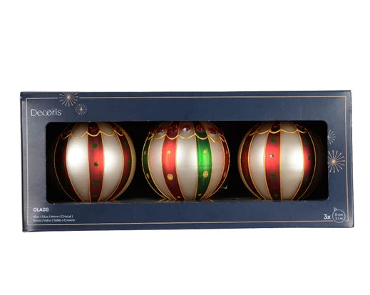 Kaemingk Baubles Glass Gold Line Dia.8cm Pack Of 3