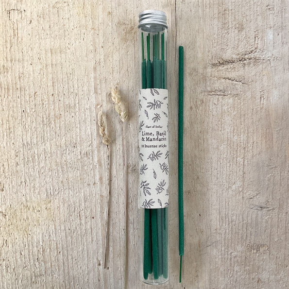 East Of India Tube Of Incense Sticks Lime, Basil & Mandarin