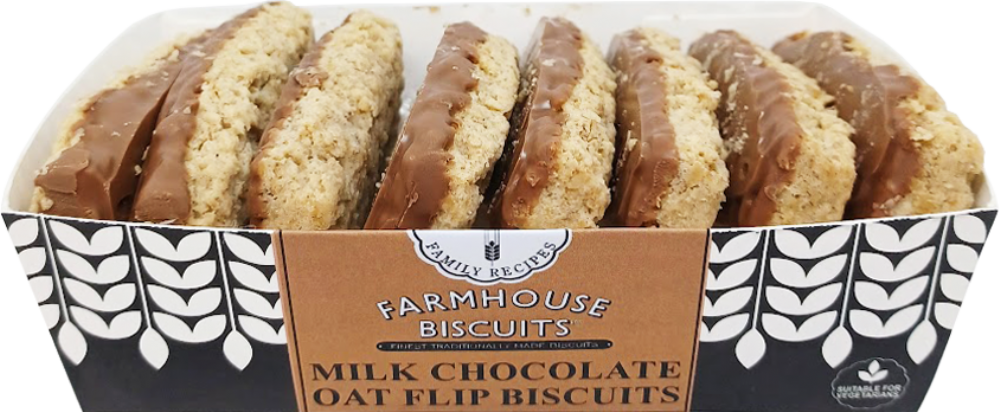 Farmhouse Biscuits Milk Choc Half Coated Flips 150g