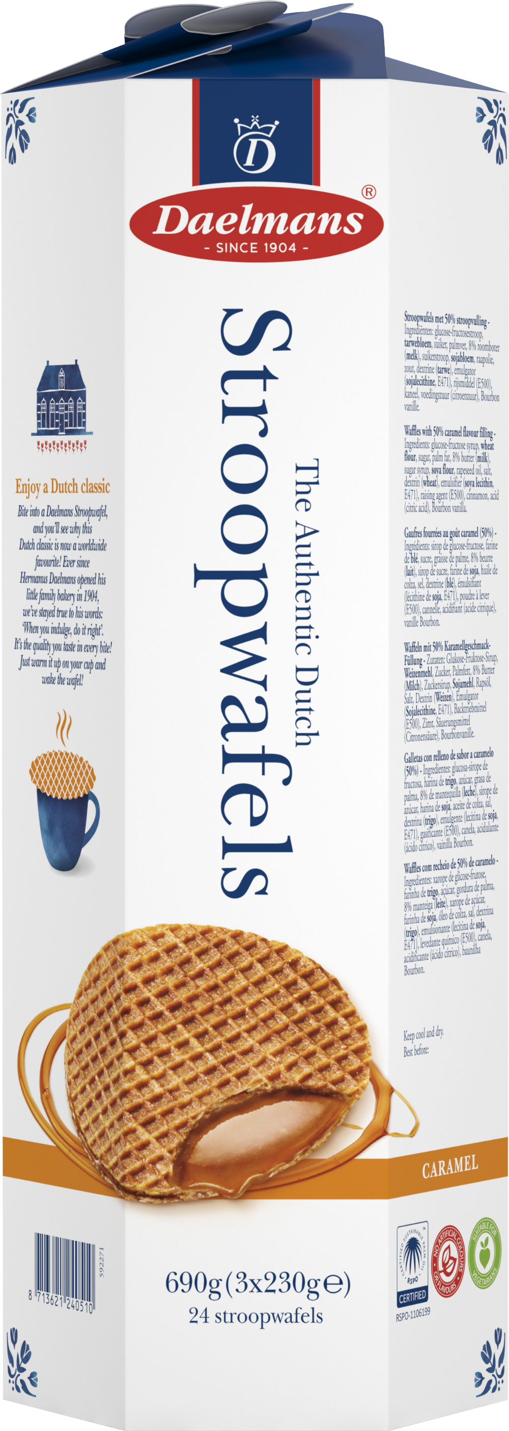 Daelmans Authentic Dutch Stroopwafels - Tube 690G