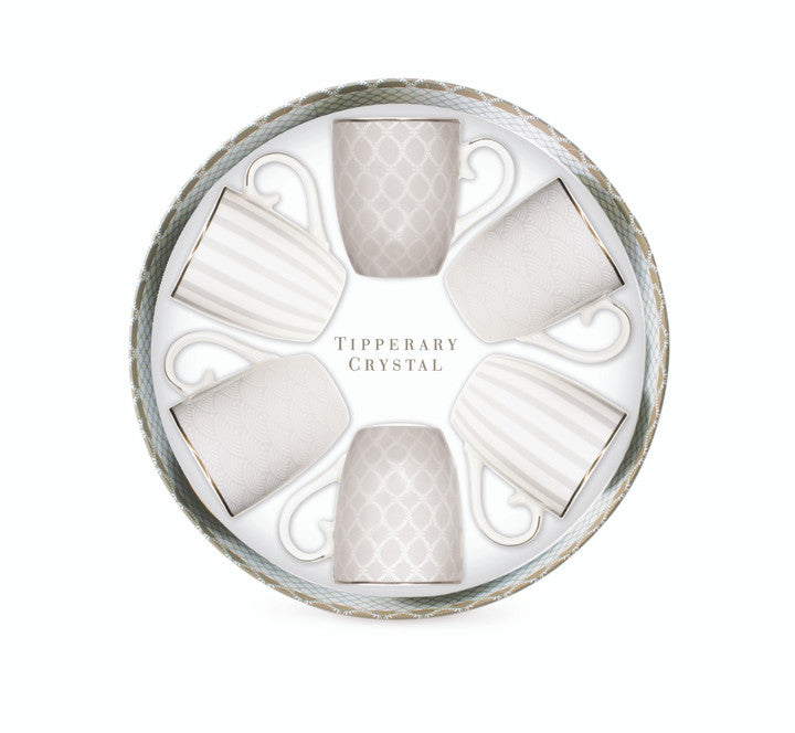 Tipperary Set 6 Grey Stripe, Net And Rainbow Mug