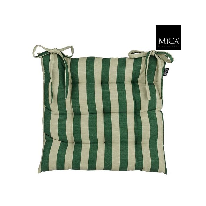 Mica Kim Tie-On Chair Cushion Green Stripe