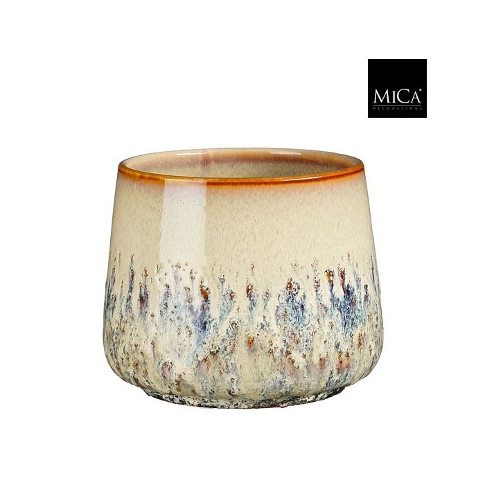 Mica Mylo Ceramic Round Pot Beige 16cm
