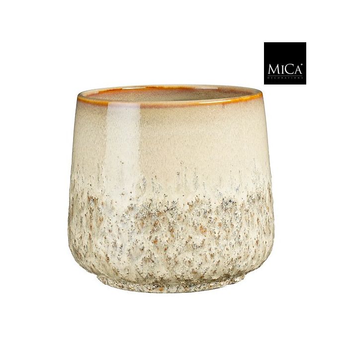 Mica Mylo Ceramic Round Pot Beige 19cm