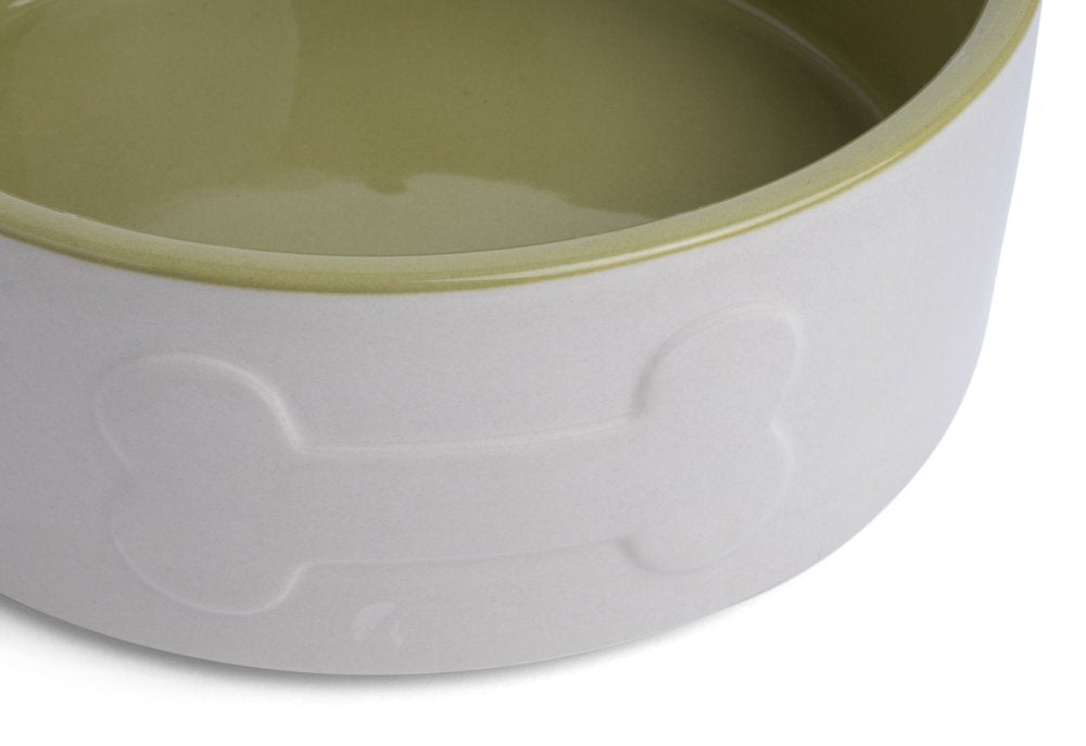 Petface Bone Ceramic Bowl Cream/Green 20cm