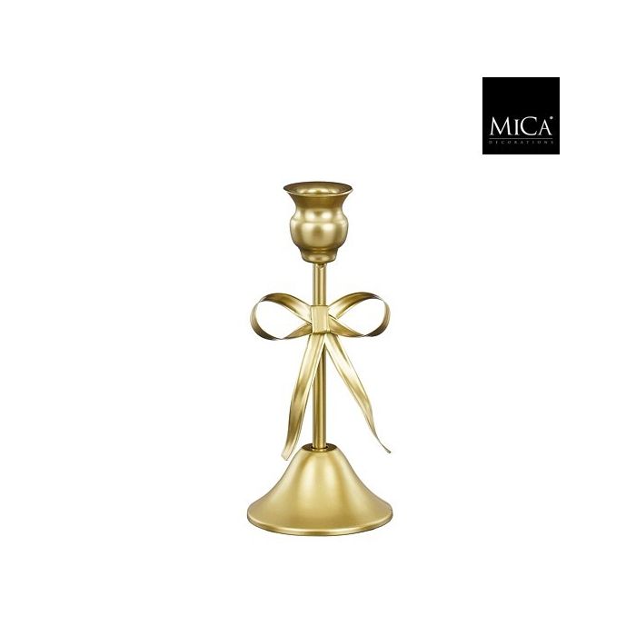 Mica Candleholder Bow Gold 20.5 x 9cm