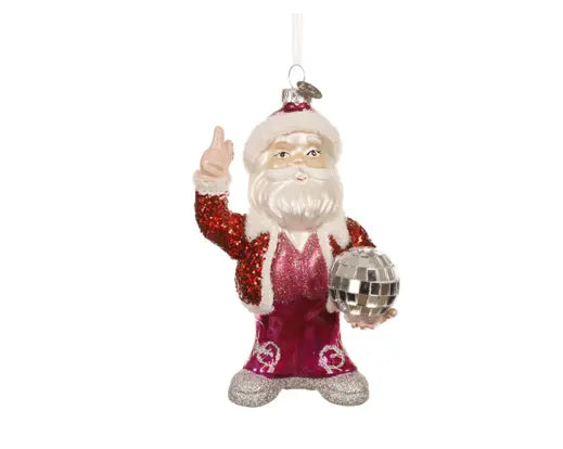Santa Glass With Disco Bauble