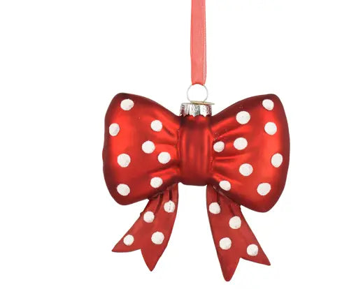 Decoris Glass Bow With Dots 9.5cm