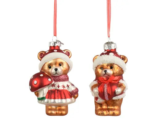 Decoris Bears with Mushrooms Glass Single Assorted