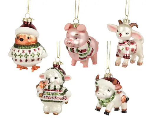 Decoris Animals Glass 7.6cm Single Assorted