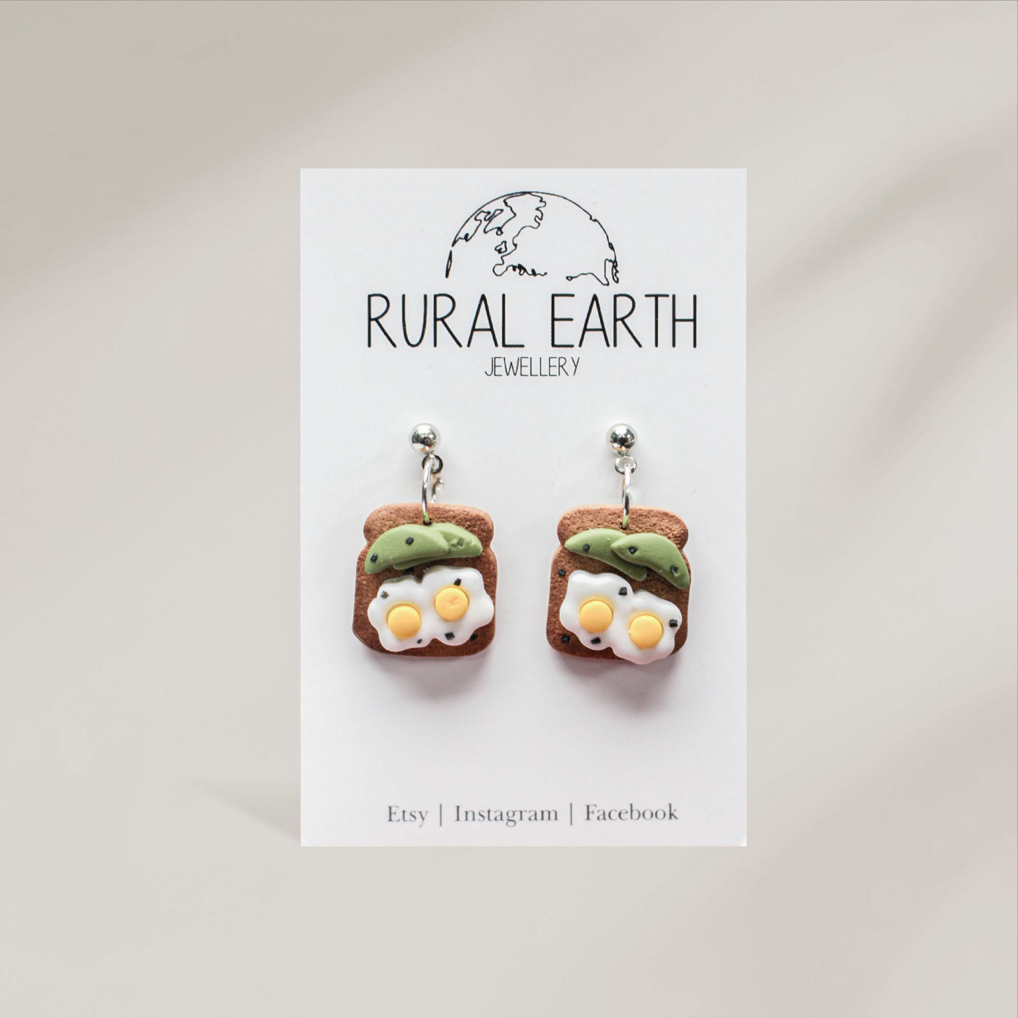 Rural Earth Avocado Egg Toast Drop Earrings
