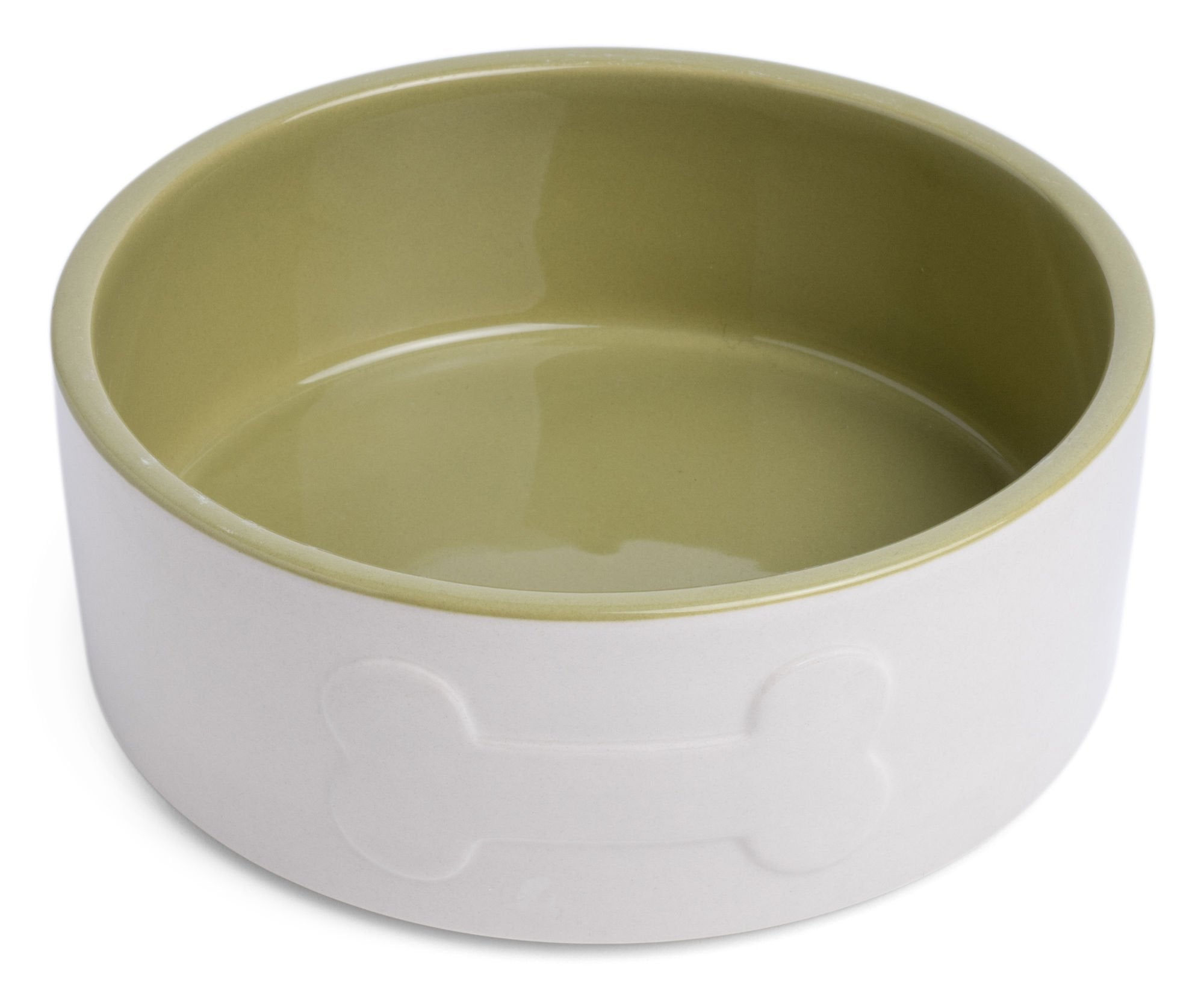 Petface Bone Ceramic Bowl Cream/Green 20cm