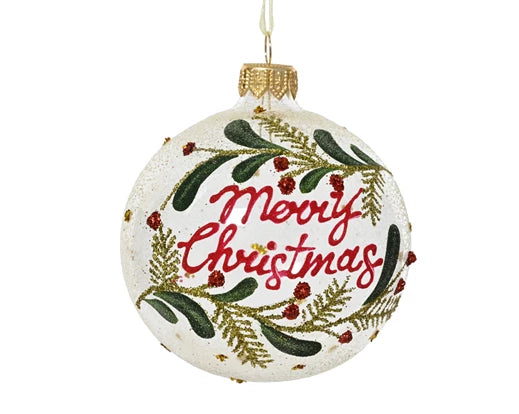 Kaemingk Bauble Glass Clear Merry Christmas 8cm