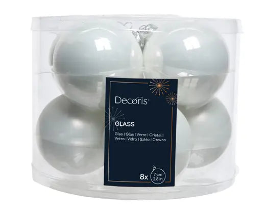 Baubles Glass Enamel Matt Mix Winter White 8pk