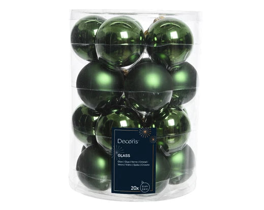 Kaemingk Baubles Glass Shiny/Matt Mix Pine Green Dia.6cm