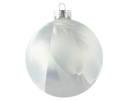 Baubles Glass Matt White Ice 8cm 6pk