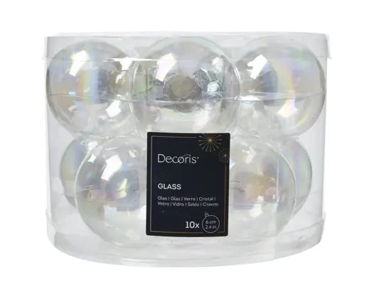 Bauble Glass Shiny Iris 6cm 10pk