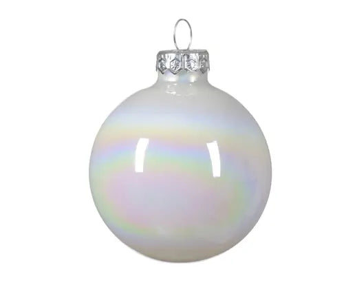Baubles Glass Shiny White Iris 8cm 6pk