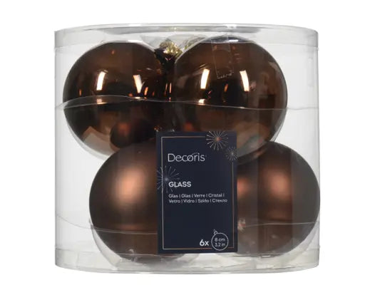 Bauble Glass Shiny-Matt Mix Espresso 6pk