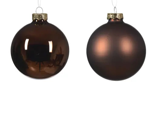 Bauble Glass Shiny-Matt Mix Espresso 6pk